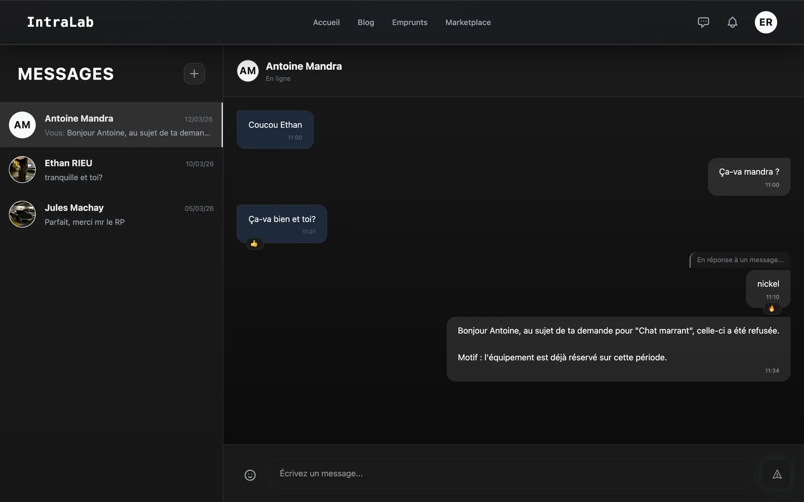 Real-time messaging: replies and reactions