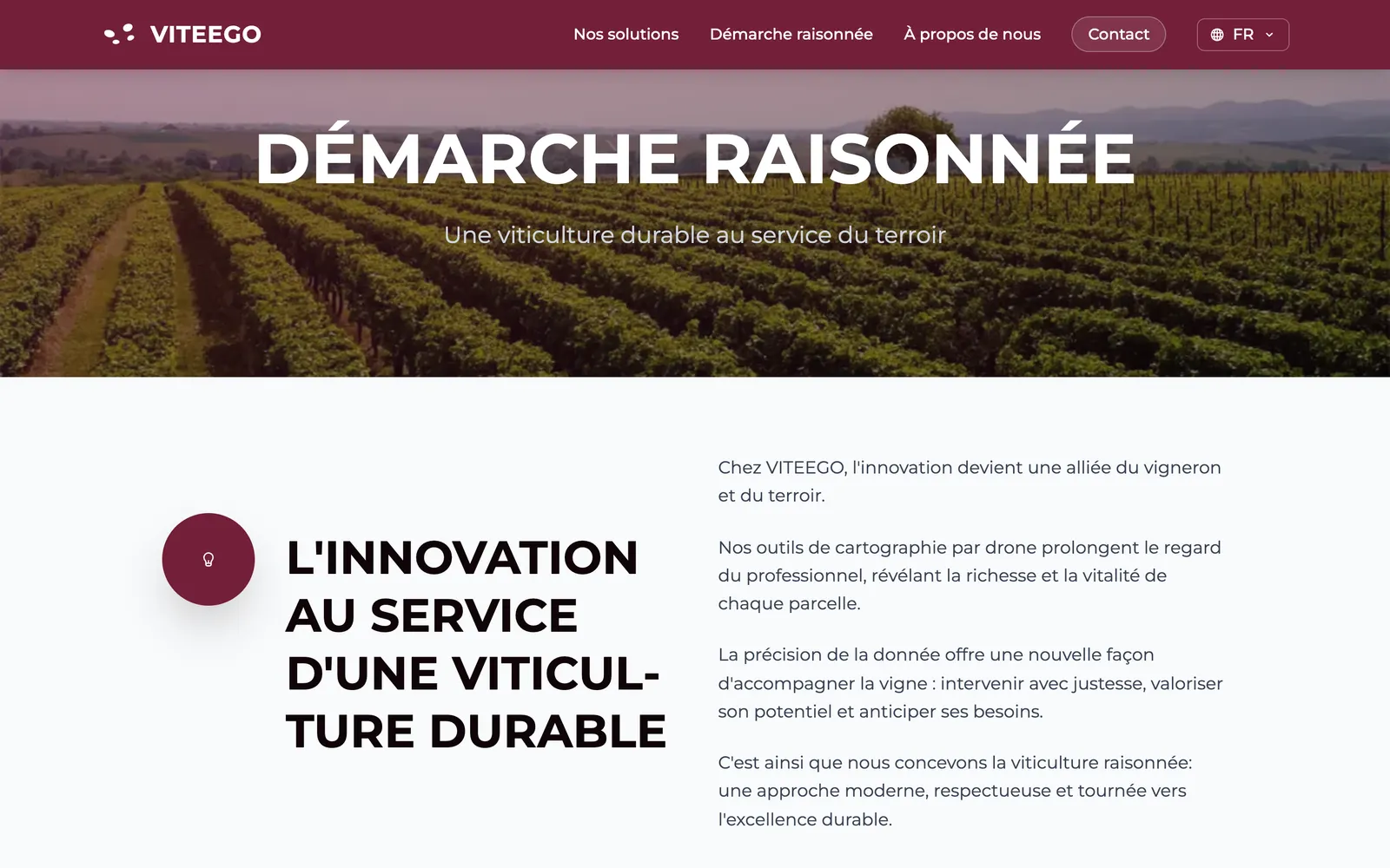 “Sustainable approach” page