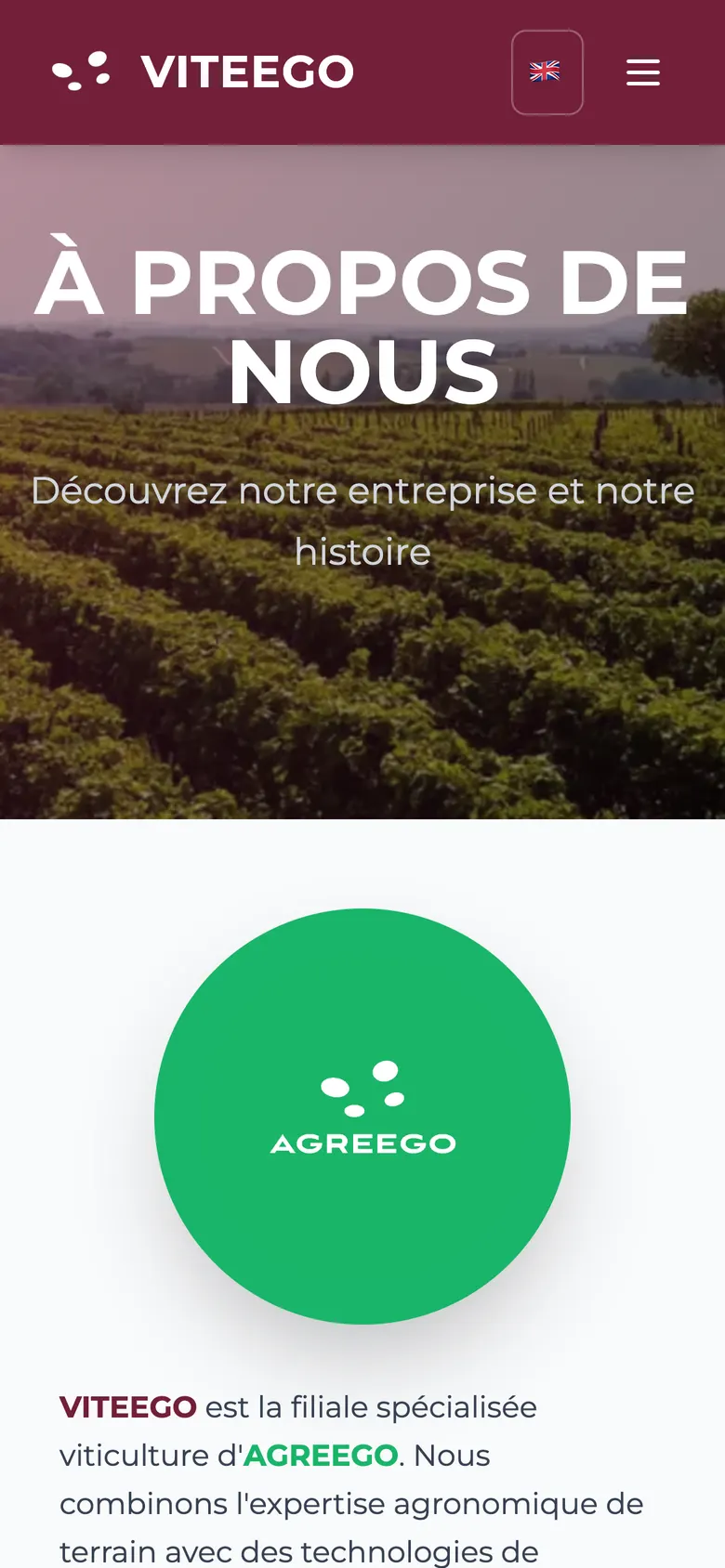 “About us” page on mobile